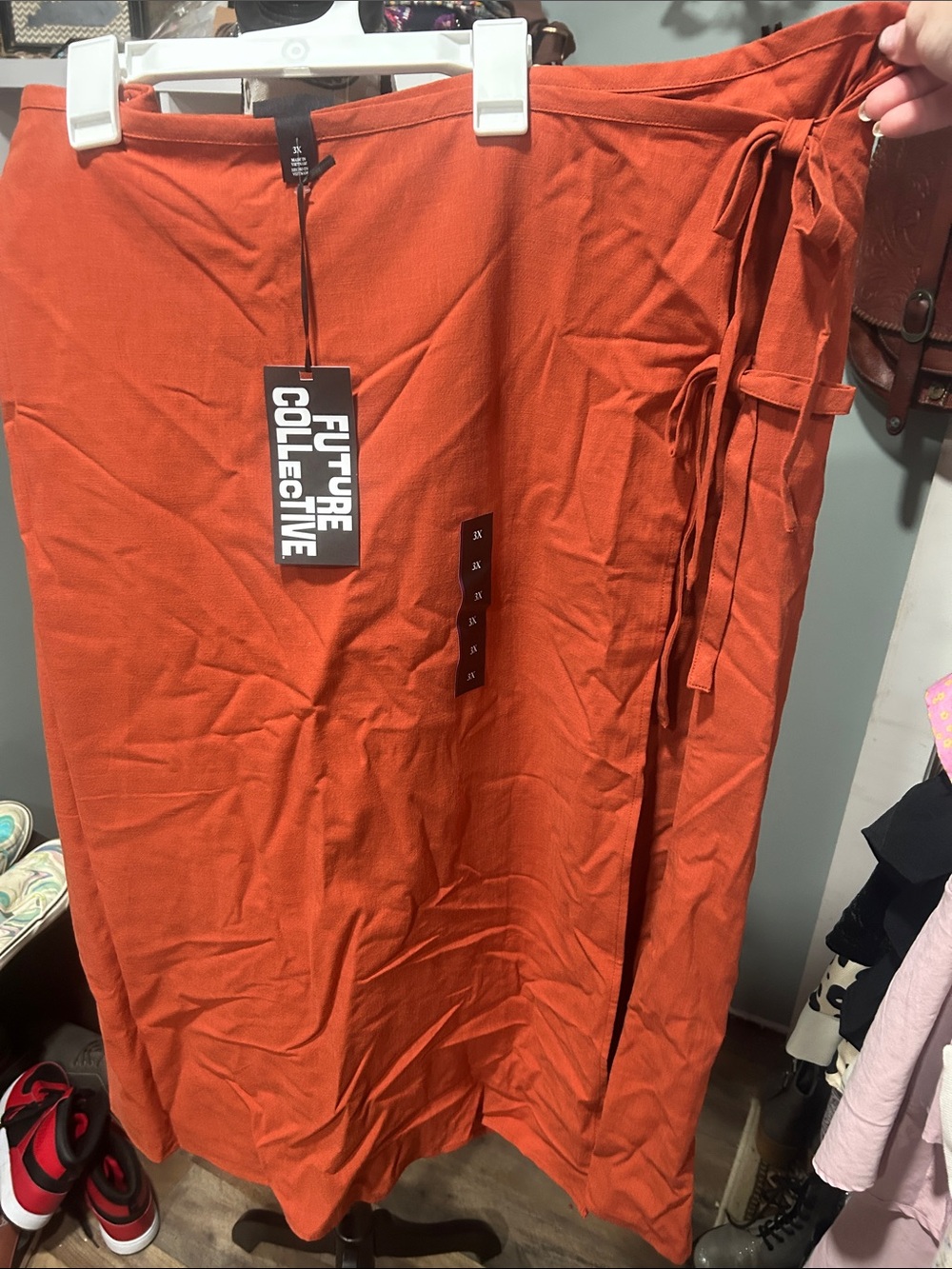 Future collective rust color skirt with ties on side